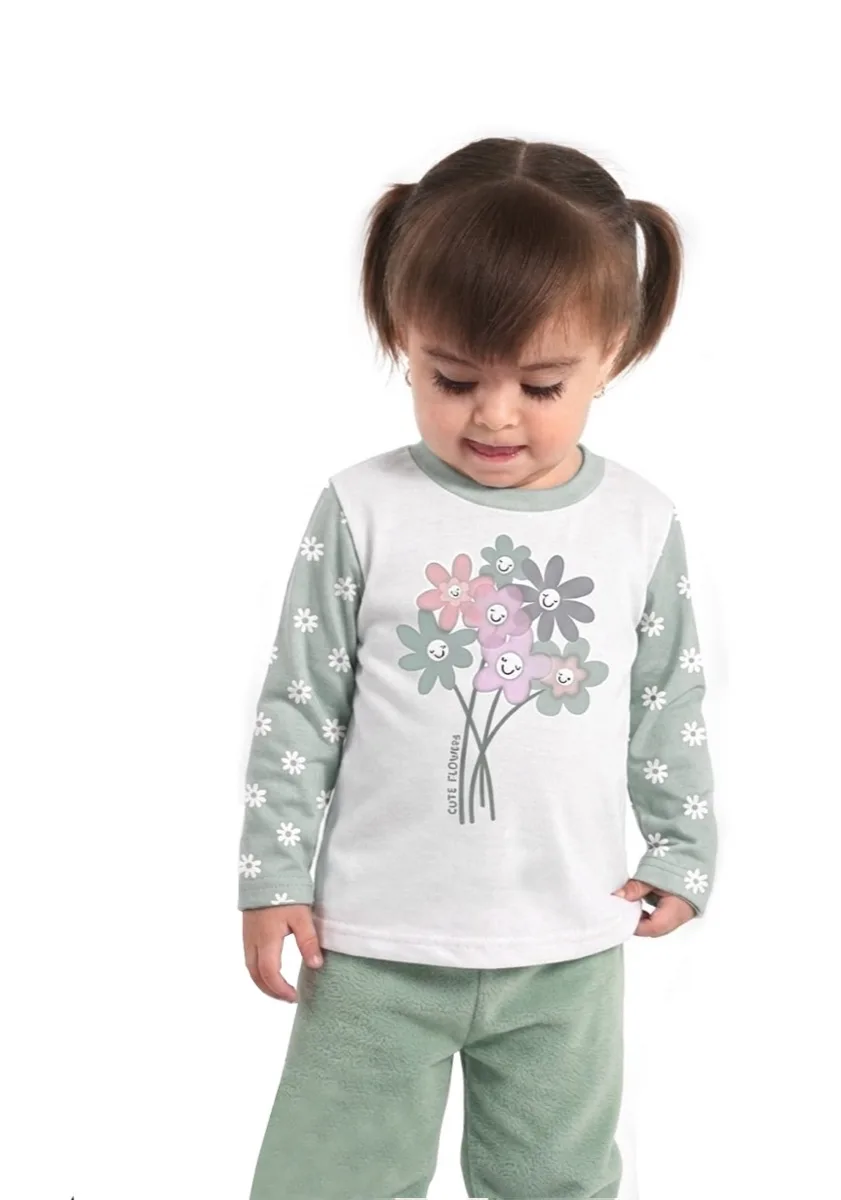 PIJAMA REMERA SOFT Y PANTALON POLAR SOFT LISO BEBA