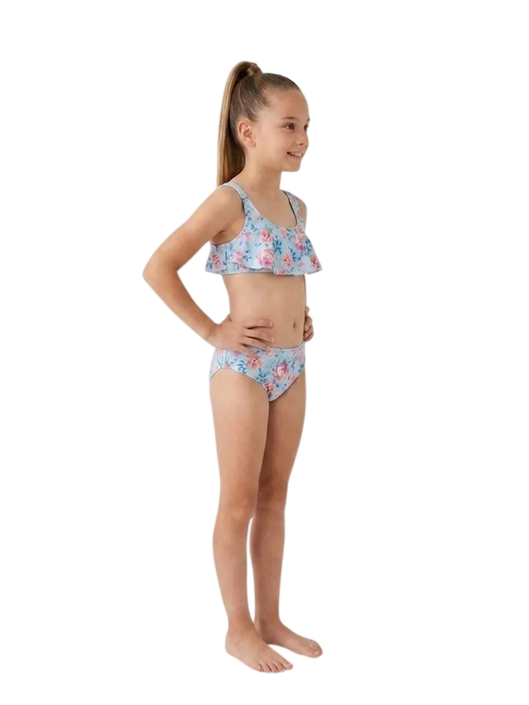 BIKINI ESTAMPADA CON BRETEL ANCHO Y VOLADO