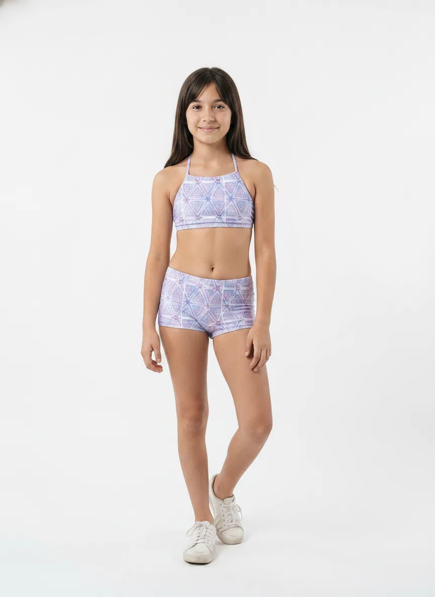 BIKINI HIGH NECK ESTAMPADA CON SHORT